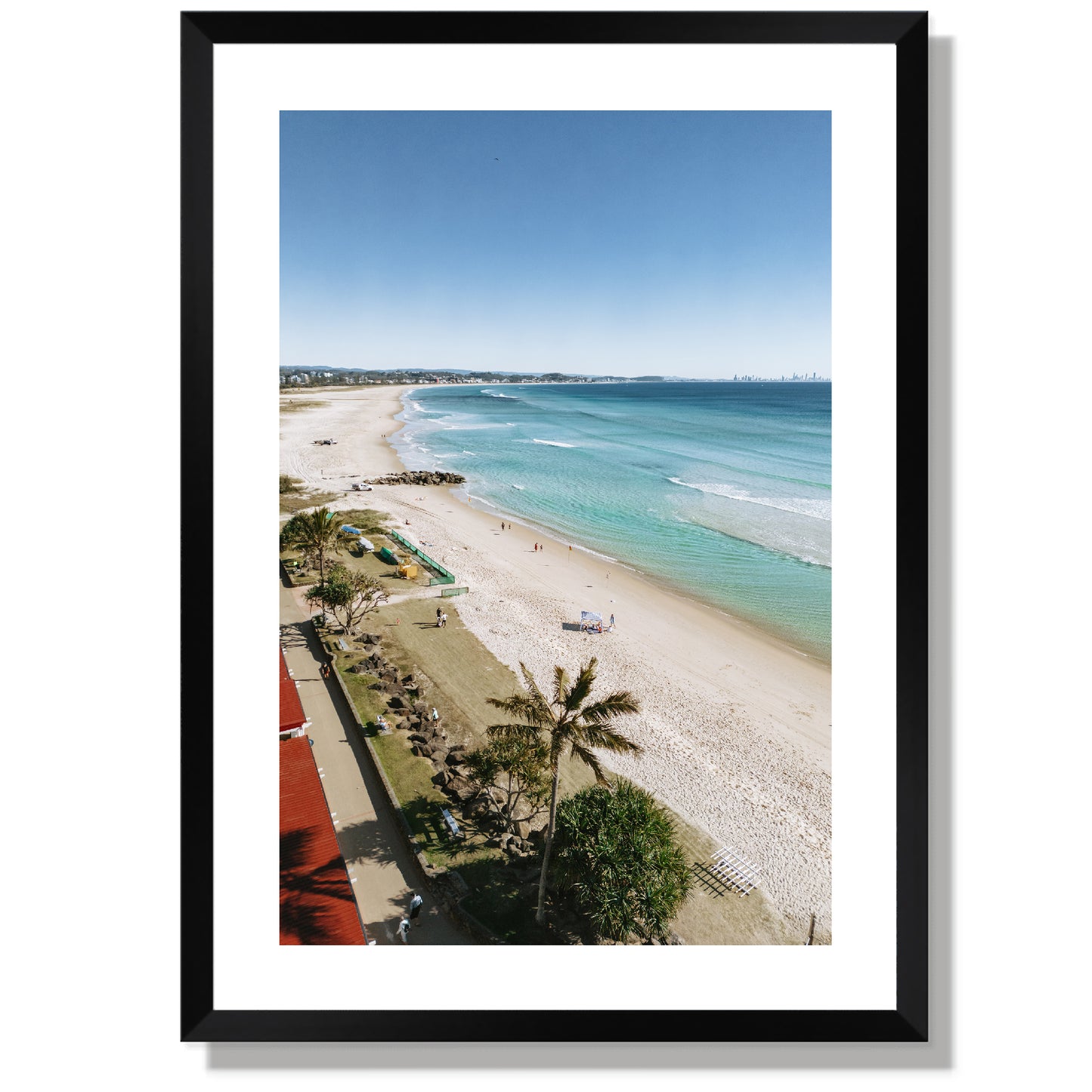 Above Kirra lifesaving club Portrait Print