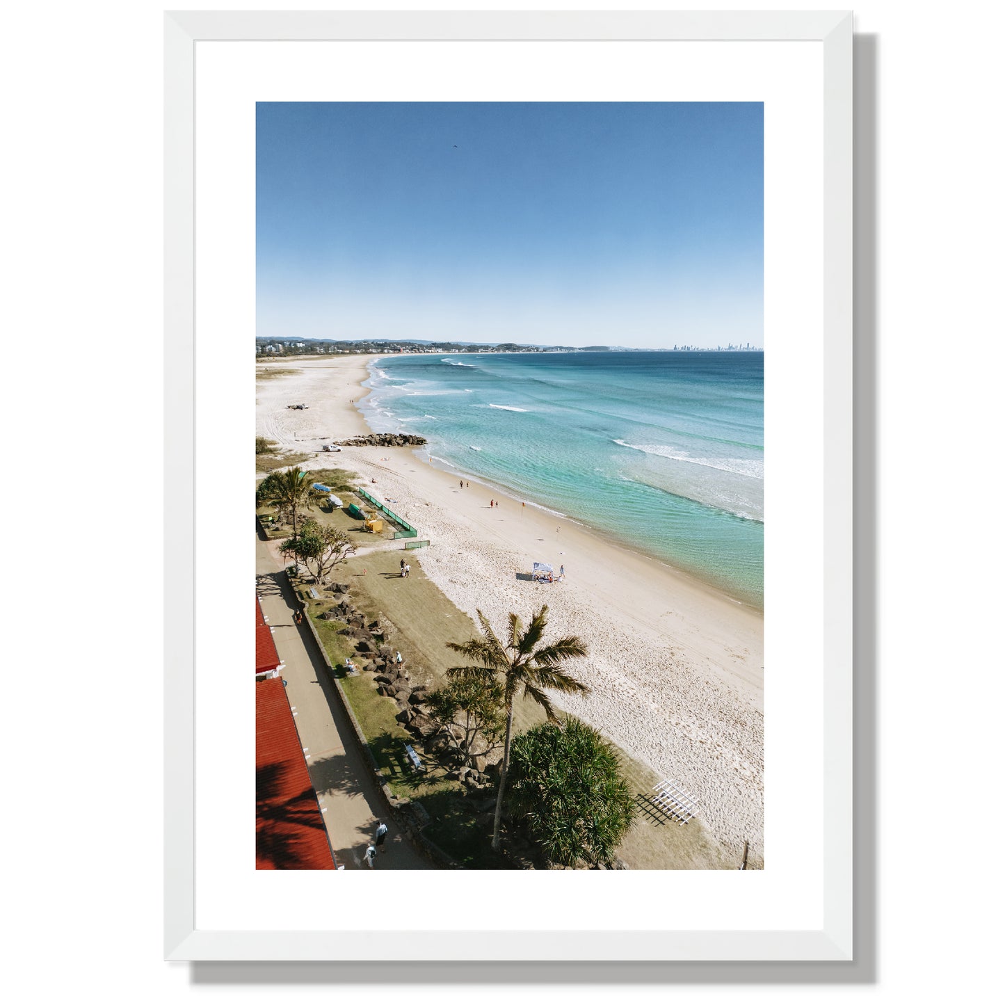 Above Kirra lifesaving club Portrait Print