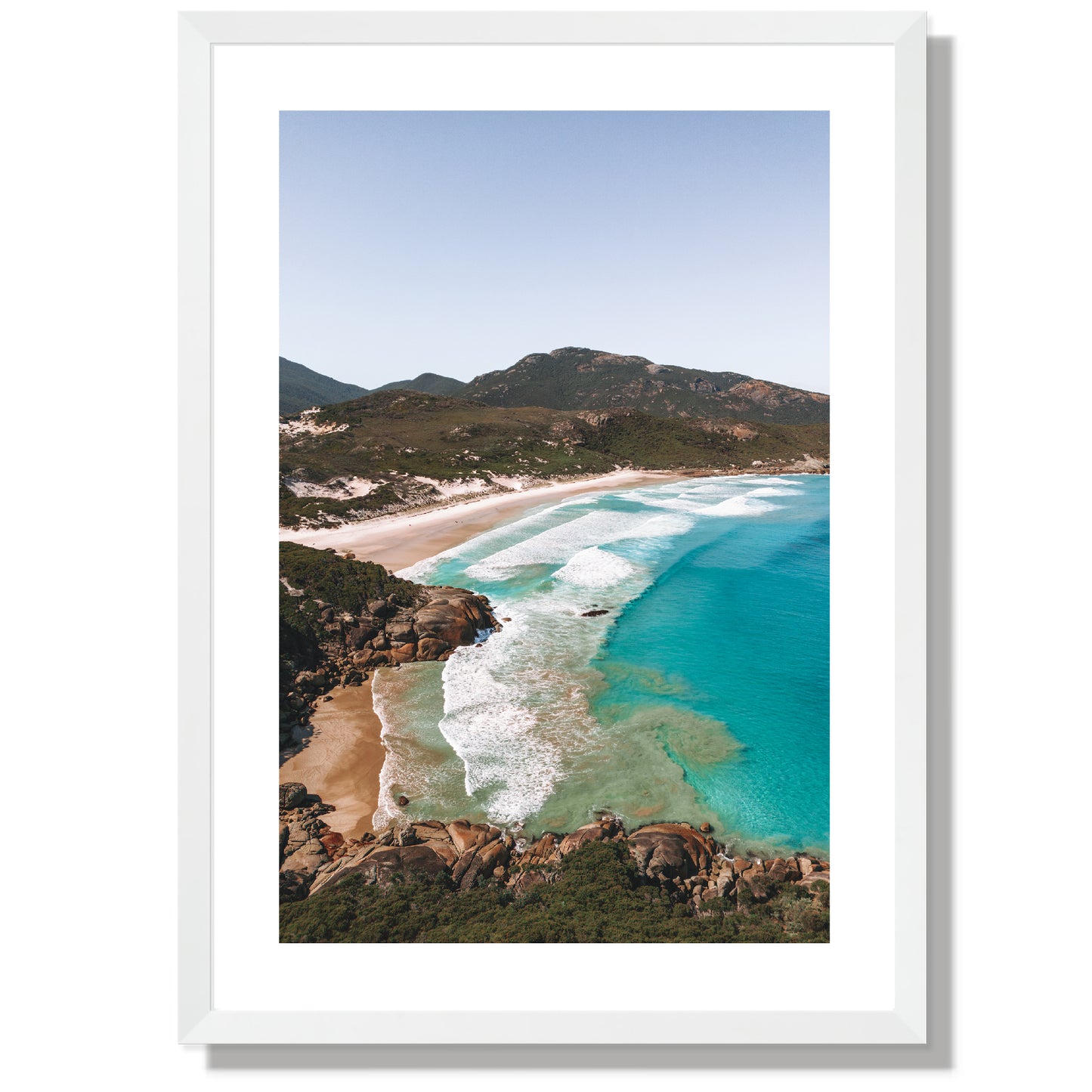 Squeaky Beach Cove Portrait Print